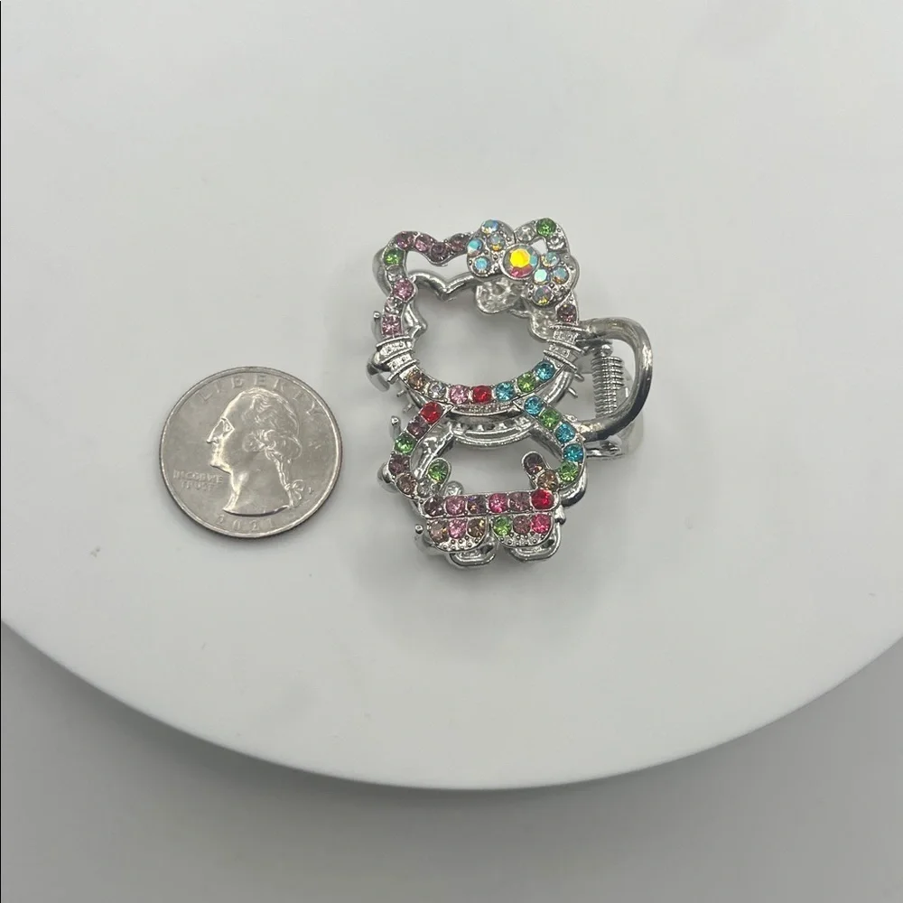 940. Colorful Crystal Hello Kitty Hair Clip
